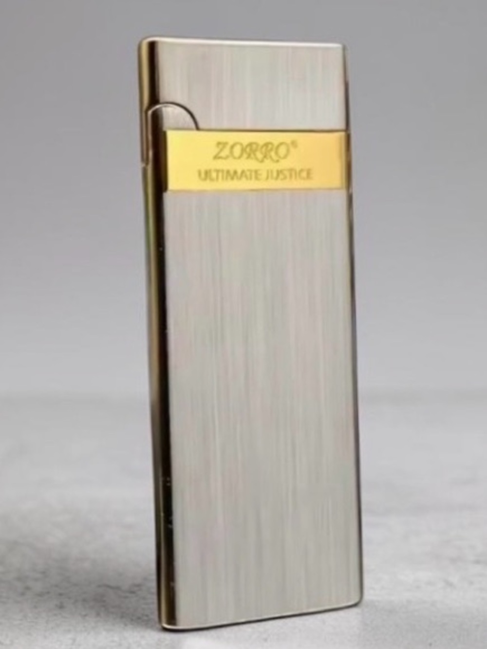 ZORRO Slim Metal Lighter Gold Refillable Windproof Torch Butane